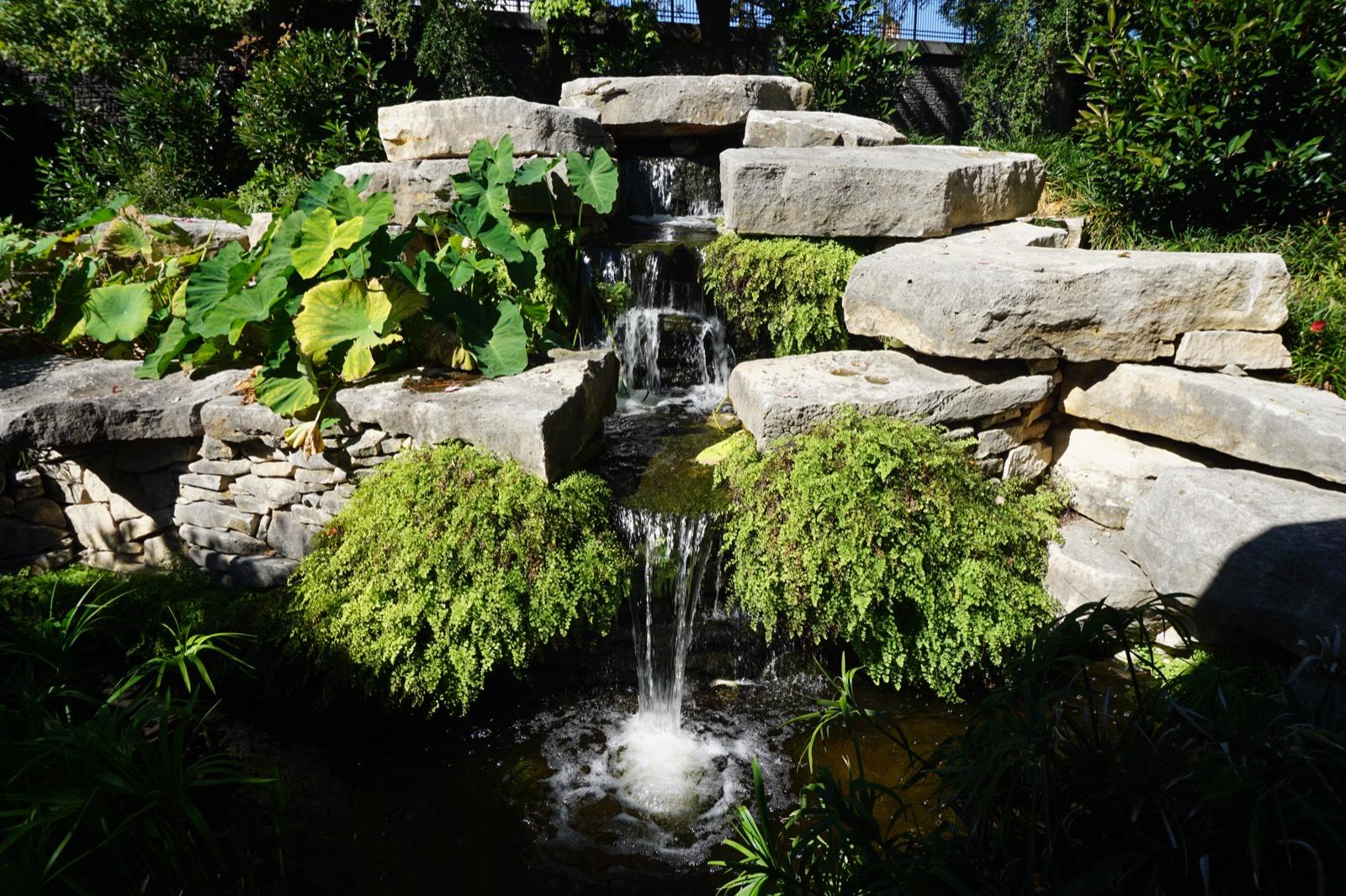 Waterfall in the Adelaide Polk Fuller Garden at Fort Worth Botanic Garden