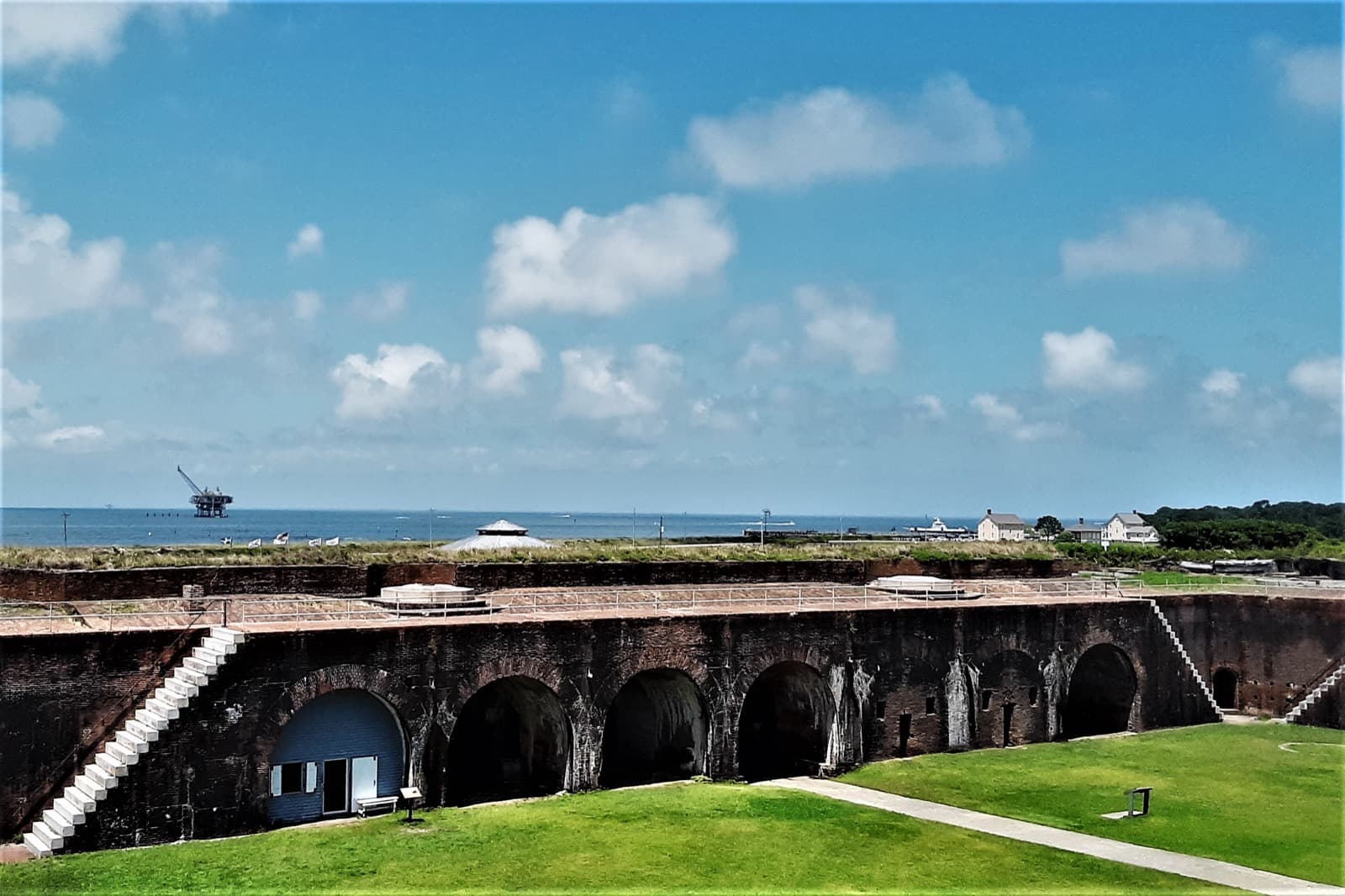 Brick arches and courtyard at Fort Morgan in Gulf Shores, photographed in 2020