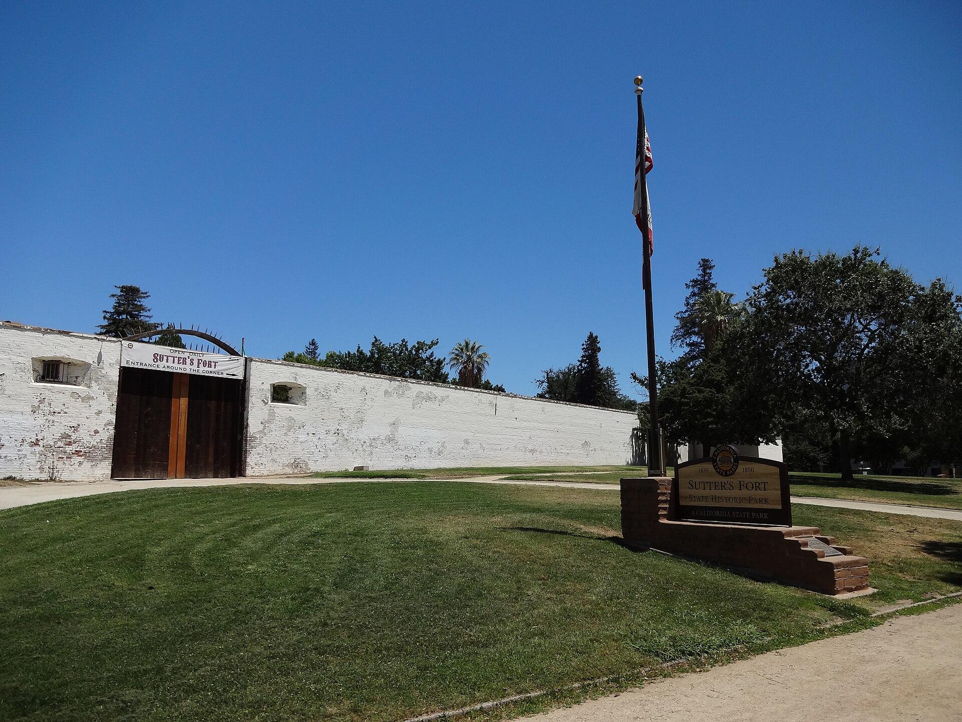 Exterior south facade of Sutter's Fort in Sacramento