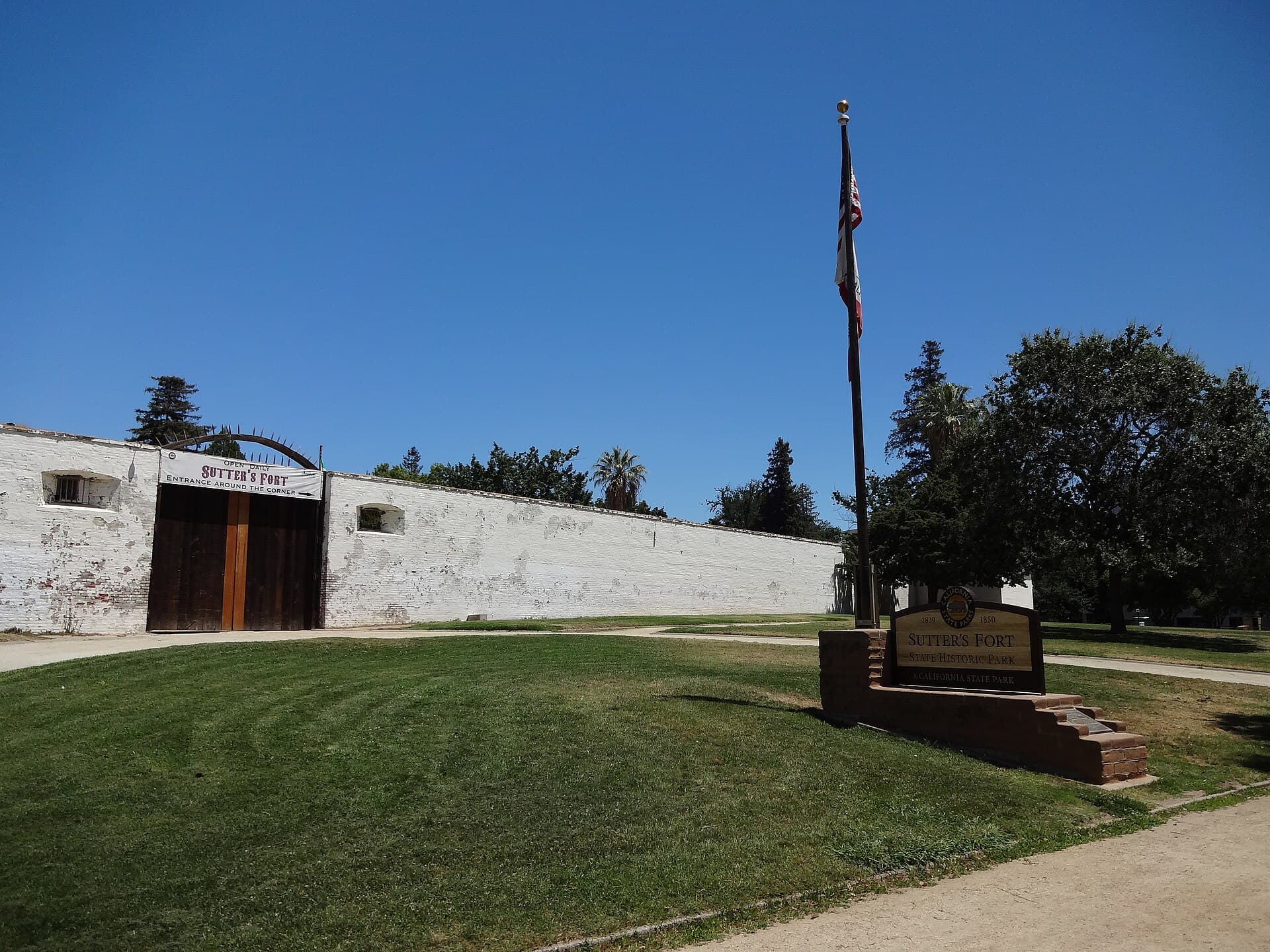 Exterior south facade of Sutter's Fort in Sacramento