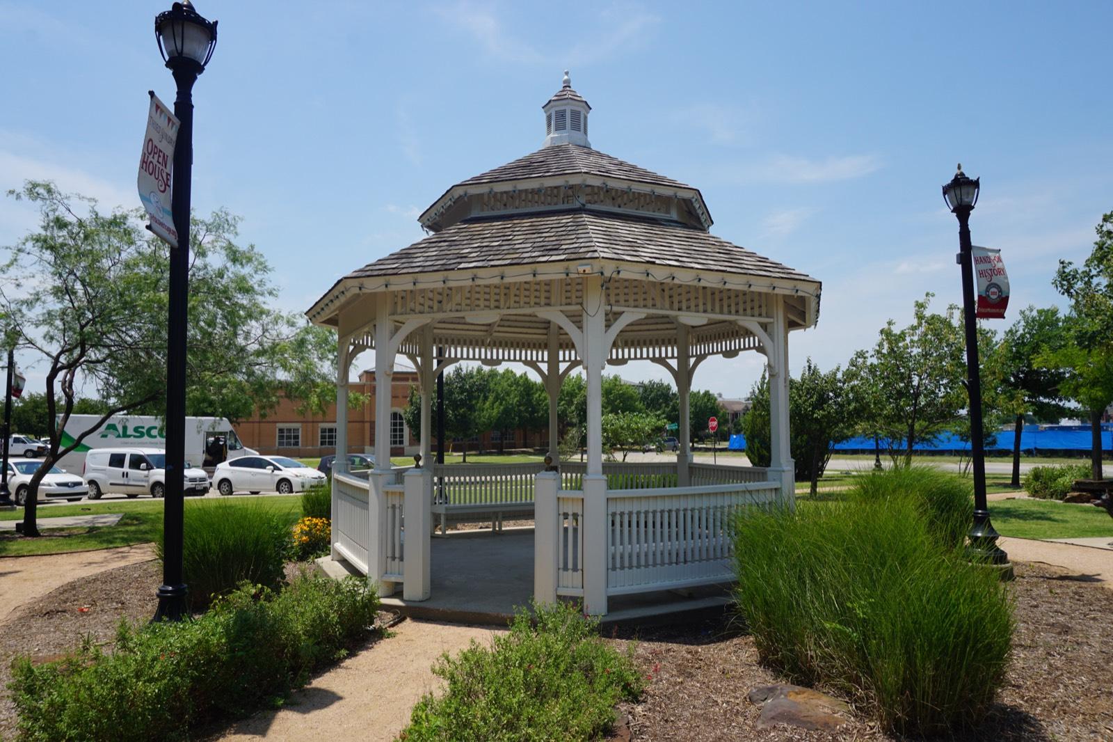 White gazebo at Frisco Heritage Center in Frisco, Texas