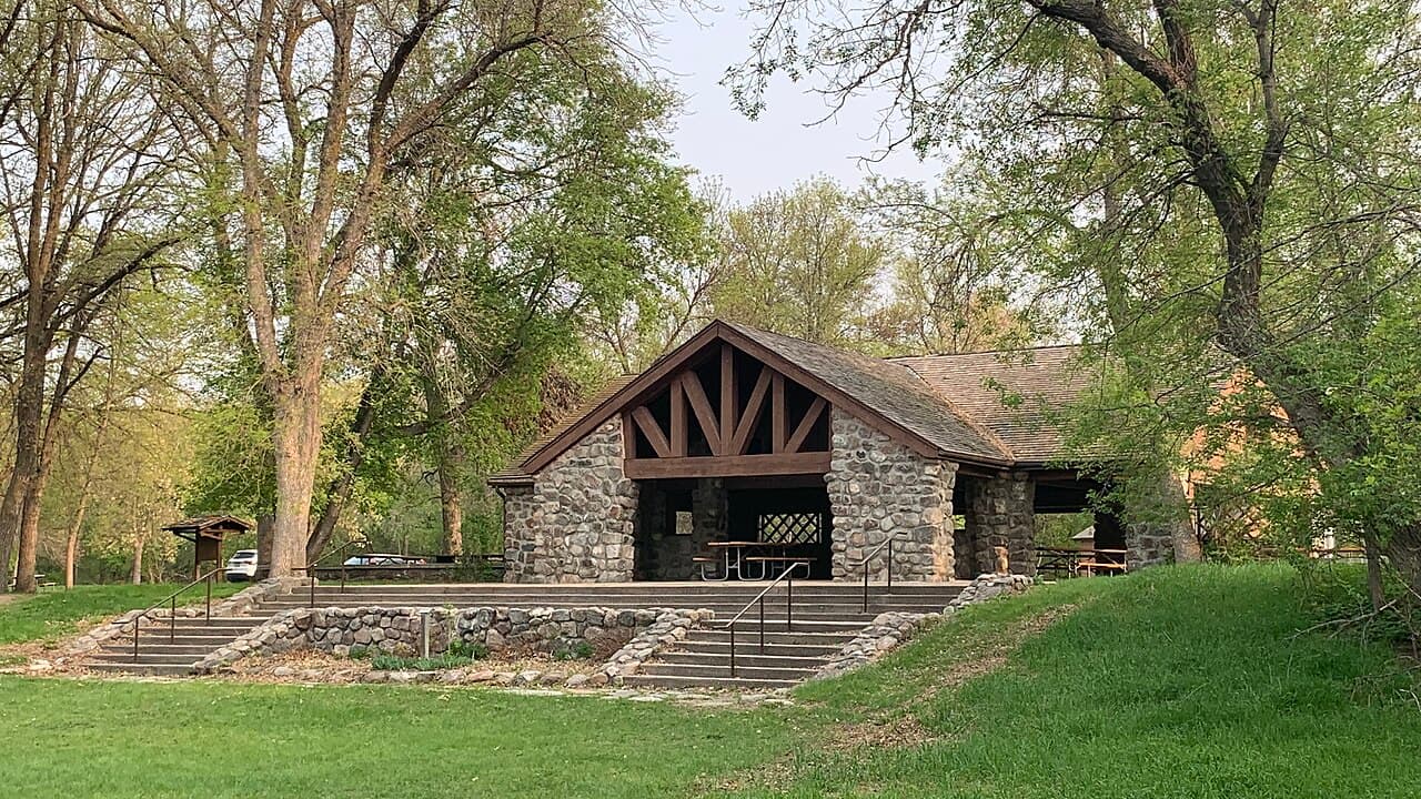 Stone CCC Memorial Shelter at Turtle River State Park in North Dakota